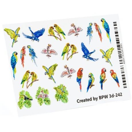 Слайдер дизайн BPW style 3d glass Попугаи 3d242 разноцветный