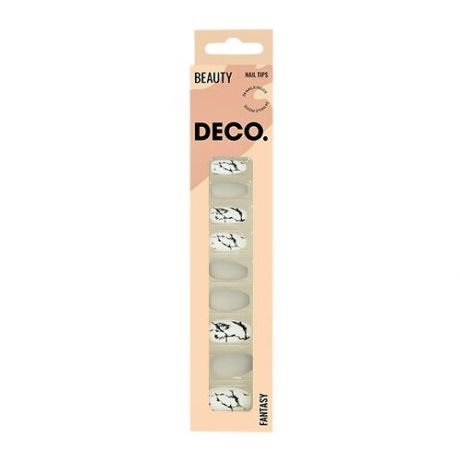 Набор накладных ногтей `DECO.` FANTASY grey marble (24 шт + клеевые стикеры 24 шт)