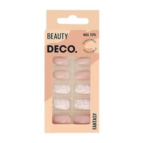 Набор накладных ногтей `DECO.` FANTASY nude marble (24 шт + клеевые стикеры 24 шт)