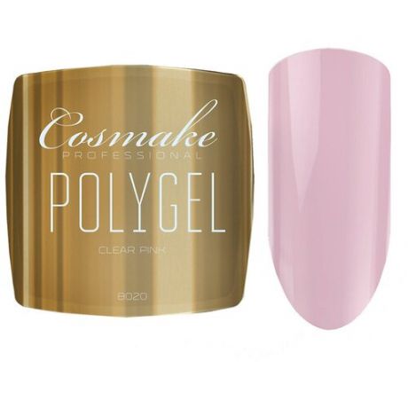 Акригель Cosmake Polygel Premium для моделирования, 15 г розовый/clear pink