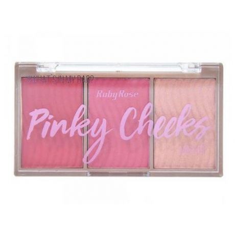 Ruby Rose Палетка для лица Blush and Glow (румяна+хайлайтер), 4 berry cheeks