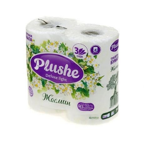 Туалетная бумага Plushe Deluxe Light Жасмин белая трёхслойная 8 рул.