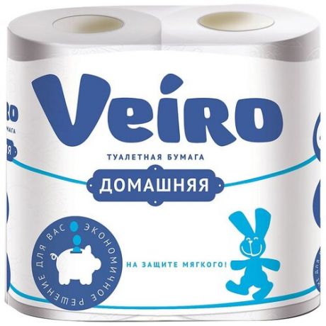 Туалетная бумага Veiro Домашняя белая двухслойная 6 рул.