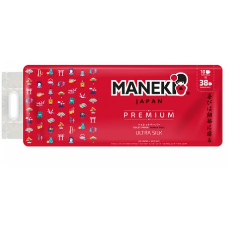 Туалетная бумага Maneki PREMIUM Red трехслойная 10 рул.