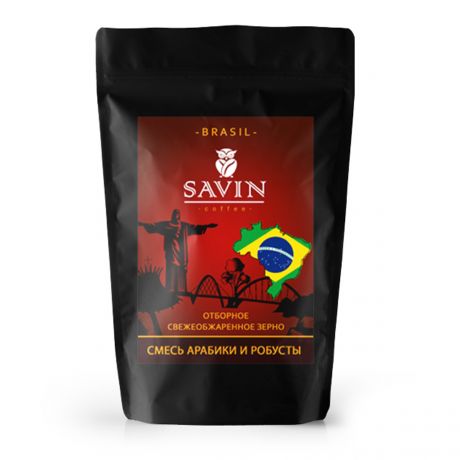 Кофе в зернах SAVIN COFFEE™, Бразилия SUL DE MINAS/Вьетнам LAMDONG, Эспрессо смесь 80/20, 250 г