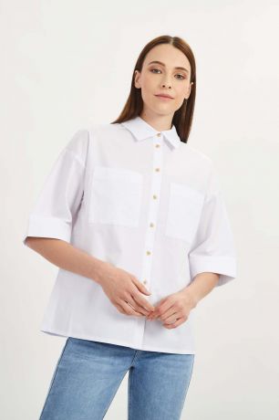 Baon Широкая рубашка из комплекта, жен., белый, XXL