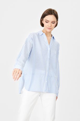 Baon Свободная рубашка со льном, жен., голубой, XXL