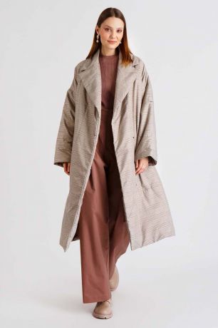 Baon Пальто с поясом, жен., коричневый, XXL