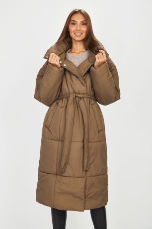 Baon Пальто-оверсайз с поясом, жен., коричневый, XXL