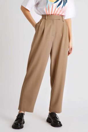 Baon Широкие брюки со складками, жен., коричневый, XXL