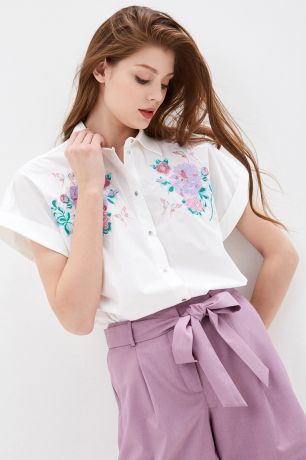 Baon Рубашка с вышитыми цветами, жен., белый, XL