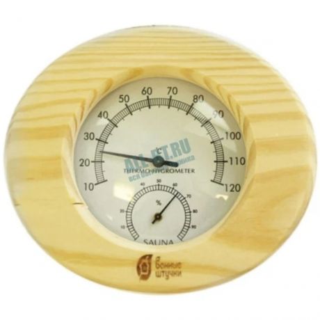 термогигрометр для бани и сауны овальный в деревянном корпусе 35001