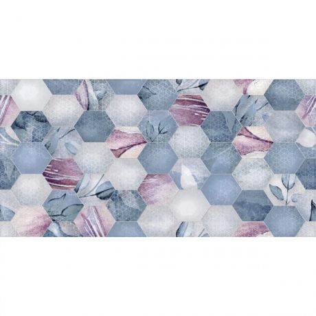 керамическая плитка ницца цветы рельеф 250*500 голубой 048806