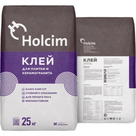 клей для плитки и керамогранита holcim с1т 25 кг