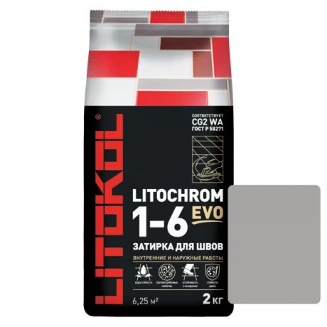 затирка цементная litokol litochrom 1-6 evo цвет le 105 серебристо-серый 2кг
