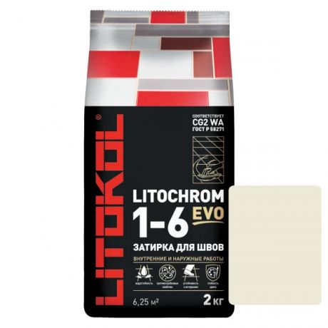 затирка цементная litokol litochrom 1-6 evo цвет le 205 жасмин 2кг