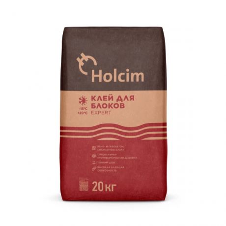 клей для блоков expert holcim зимний, 20 кг