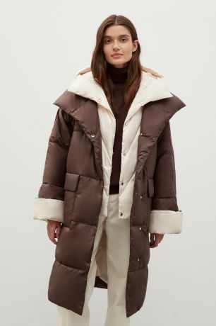 Finn-Flare Утепленное пальто с контрастными деталями
