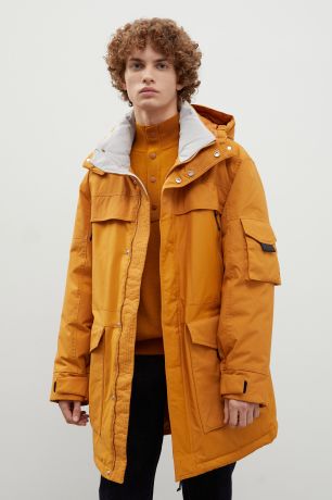 Finn-Flare Пуховое пальто с контрастной отделкой