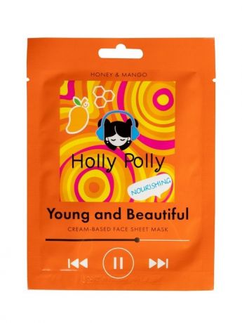 Holly Polly Маска Young and Beautiful Тканевая для Лица на Кремовой Основе с Медом и Манго Питающая ,22г