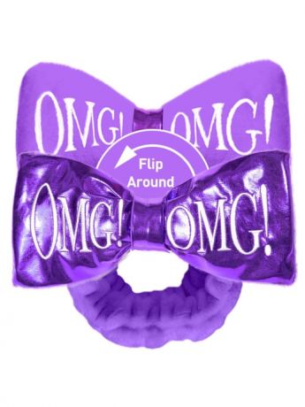 Double Dare OMG Бант-Повязка Реверсивный для Фиксации Волос Фиолетовый Плюш/Фиолетовый Металлик, 1 шт