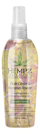 HEMPZ Масло Pink Citron & Mimosa Flower Energizing Herbal Body Cleansing Oil  Очищающее Розовый Лимон и Мимоза, 200 мл
