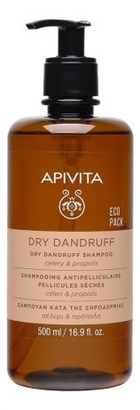 Apivita Шампунь Dry Dandruff Shampoo Celery & Propolis против Перхоти для Сухих Волос с Сельдереем и Прополисом, 500 мл