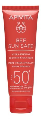 Apivita Крем Bee Sun Safe Hydra Sensitive Soothing Face Cream SPF50+ Солнцезащитный Успокаивающий для Чувствительной Кожи Лица SPF50+, 50 мл