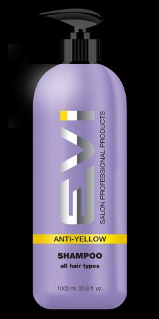 EVI Salon Professional Шампунь Anty-Yellow Серебристый для Нейтрализации Желтизны Волос, 1000 мл