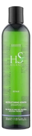 Dikson Шампунь HS Milano Repair Restructuring Keratin Shampoo Восстанавливающий для Ослабленных Волос, 350 мл
