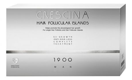 Crescina Лосьон Follicular Islands 1900 для Стимуляции Роста Волос для Мужчин №10 + Лосьон против Выпадения Волос №10