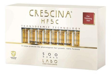 Crescina Ампулы Transdermic HFSC 500 для Восстановления Роста Волос для Женщин, 20 ампул*3,5 мл