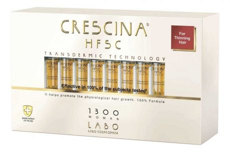 Crescina Ампулы Transdermic HFSC 1300 для Восстановления Роста Волос для Женщин, 40 ампул*3,5 мл