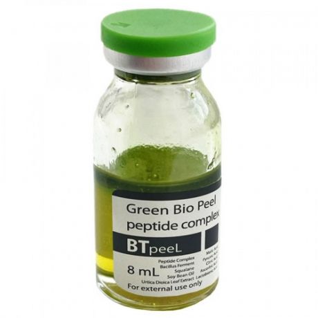 BTpeel Пилинг Green Peel рН 2.1 Зеленый Биоревитализант с Пептидами, Лактобионовой Кислотой и Экстрактом Крапивы, 8 мл