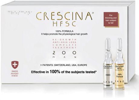 Crescina Комплекс for Man 200 HFSC 100% 200 Лосьон для Стимуляции Роста Волос для Мужчин №10+Лосьн против Выпадения Вол.№10, 40/3,5 мл