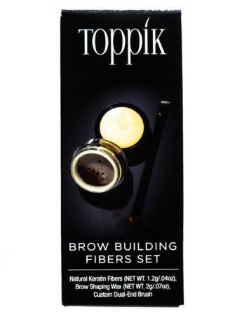 TOPPIK Пудра-Загуститель Brow Building Fibers Set для Бровей Цвет Светло-Каштановый, 1,2г