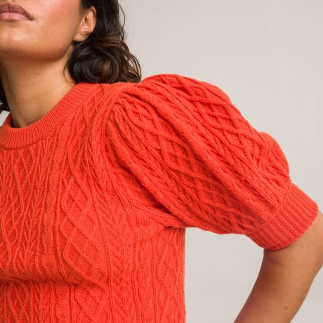 Пуловер LaRedoute Пуловер С круглым вырезом из тонкого трикотажа M оранжевый