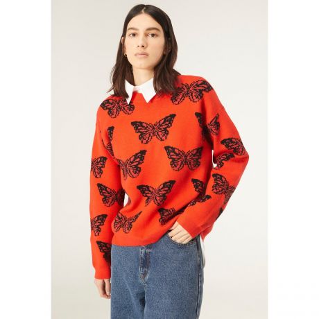 Пуловер LaRedoute Пуловер Из жаккарда с принтом бабочки S оранжевый