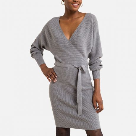 Платье-пуловер LaRedoute Платье-пуловер С завязками XL серый