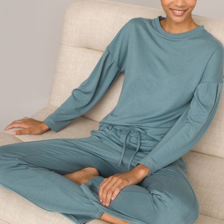 Пижама LaRedoute Пижама С длинными рукавами из мольтона 42/44 (FR) - 48/50 (RUS) зеленый