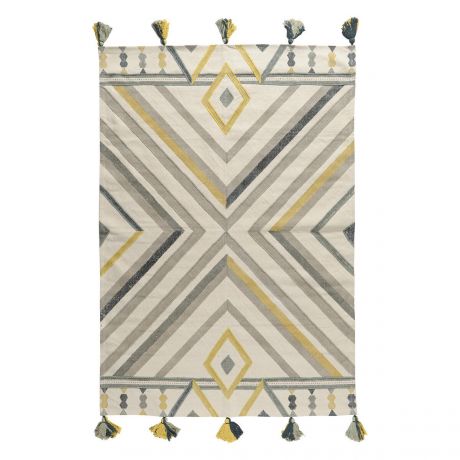 Ковер LaRedoute Ковер Из хлопка с контрастным узором и кисточками Ethnic 120 x 180 см разноцветный