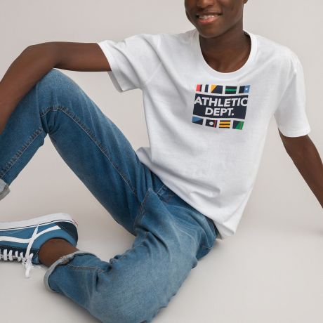Комплект из двух футболок с LaRedoute Комплект из двух футболок с Круглым вырезом и принтом спереди 10-18 лет 18 белый