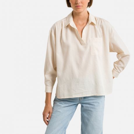 Рубашка LaRedoute Рубашка С V-образным вырезом и длинными рукавами SABOR 4(XL) бежевый