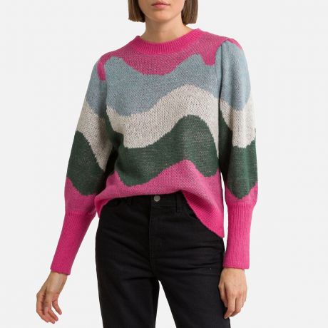 Пуловер LaRedoute Пуловер Из тонкого трикотажа с круглым вырезом S розовый