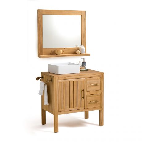 Зеркало LaRedoute Зеркало Для ванной из массива тика Д80 см Capti единый размер бежевый