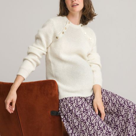 Пуловер LaRedoute Пуловер Для периода беременности и грудного вскармливания L белый