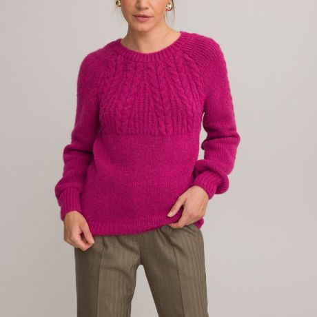 Пуловер LaRedoute Пуловер С круглым вырезом из плотного трикотажа 42/44 (FR) - 48/50 (RUS) розовый