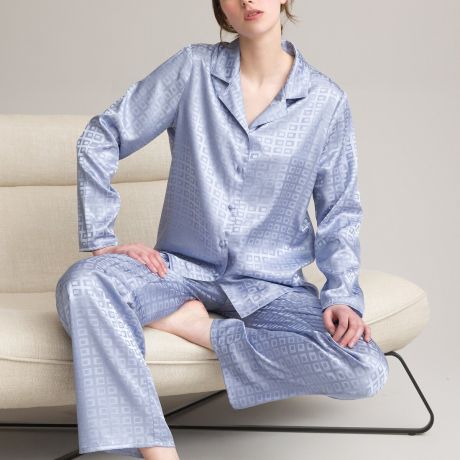 Пижама LaRedoute Пижама С длинными рукавами из сатинового жаккарда 34 (FR) - 40 (RUS) серый