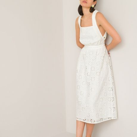 Платье-фартук LaRedoute Платье-фартук Из английской вышивки 48 белый