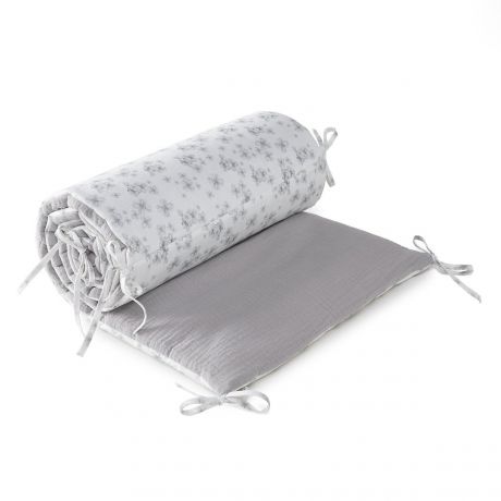 Бампер LaRedoute Бампер Для детской кроватки из льна и хлопчатобумажной газовой ткани Loopy 40 x 184 см серый